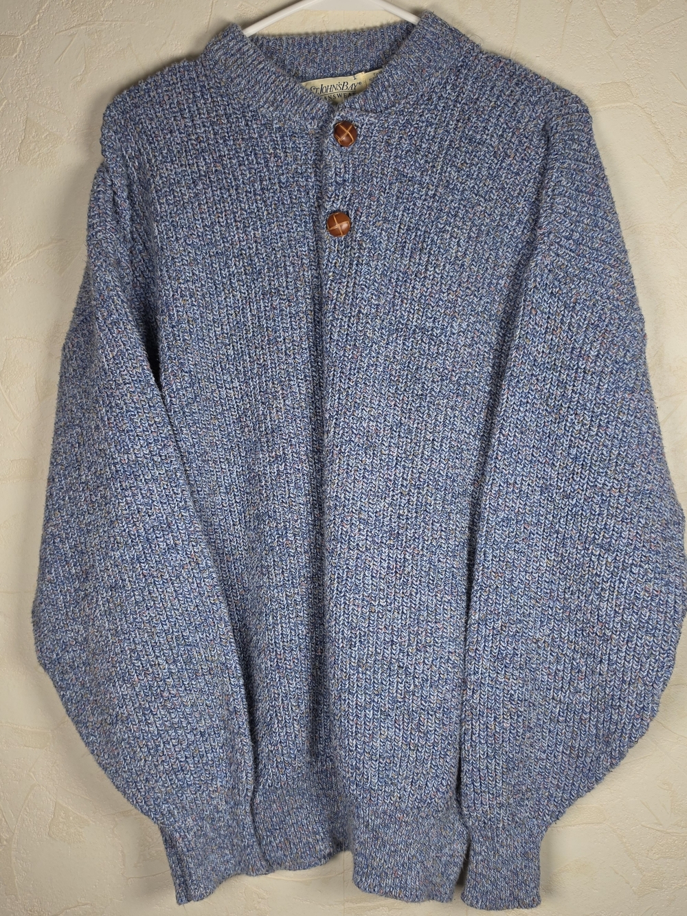 St. John's Bay Blue Cotton Blend Henley Sweater Cozy Fall Sweater Mens Size XL